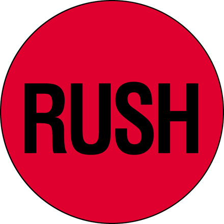 2" Circle - "Rush" (Fluorescent Red) Labels