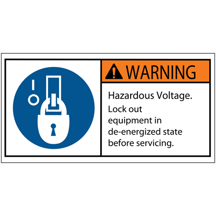 2 x 4" - Warning Hazardous Voltage Durable Safety Label