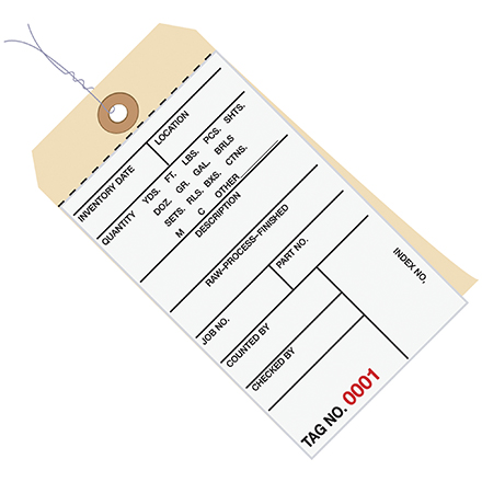 6 <span class='fraction'>1/4</span> x 3 <span class='fraction'>1/8</span>" - (7500-7999) Inventory Tags 2 Part Carbonless # 8 - Pre-Wired