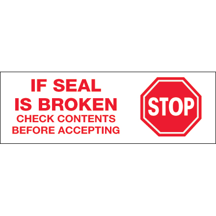 2" x 55 yds. - "Stop If Seal Is Broken..."(6 Pack) Tape Logic<span class='rtm'>®</span> Messaged Carton Sealing Tape